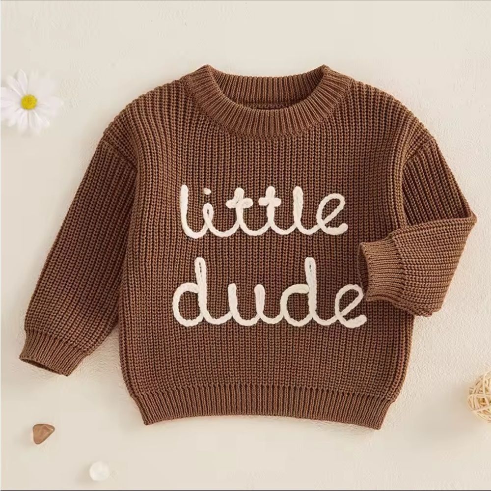 Brown 'Little Dude' Kids Sweater
